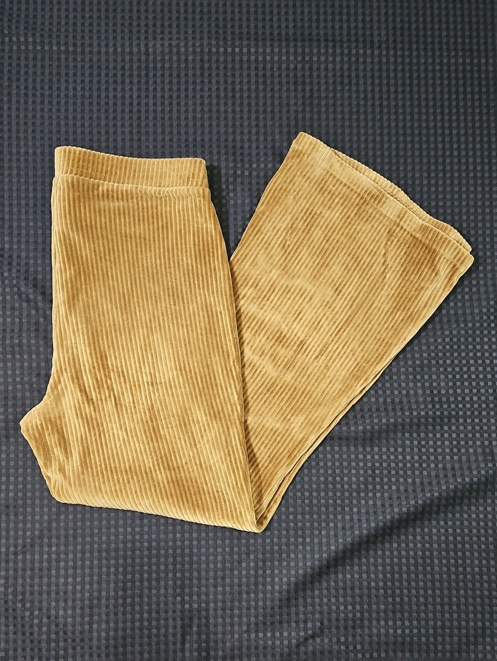 Aerie, Groove On, Velour, Ribbed, Mustard Yellow, High Rise, Flared, Size XL